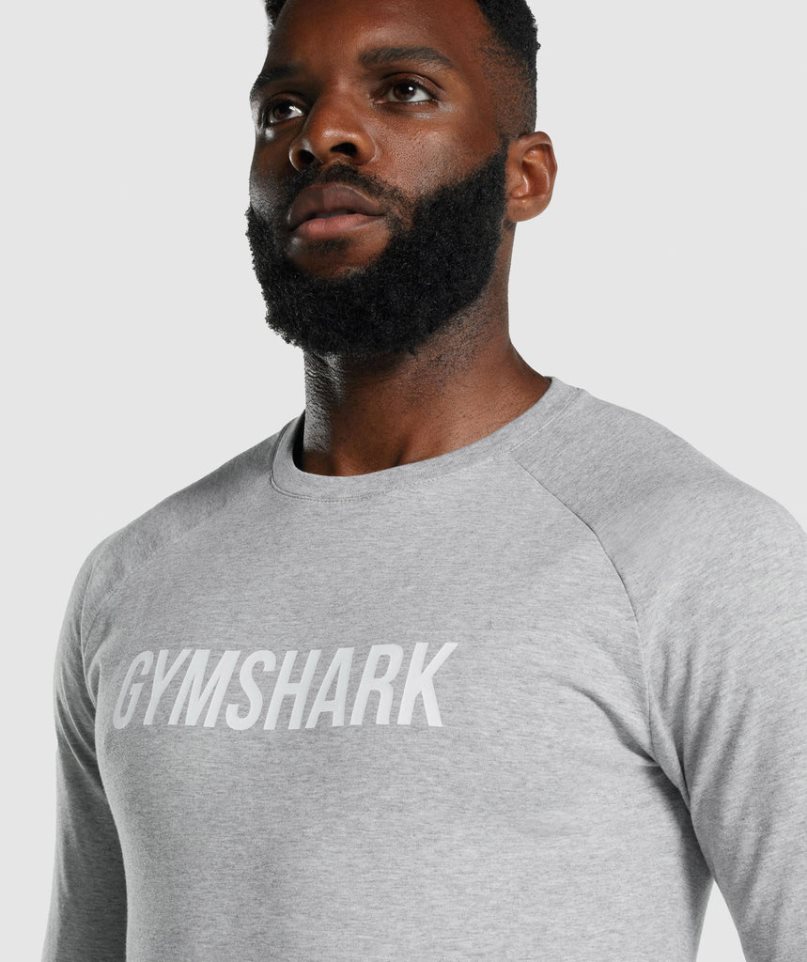 Men's Gymshark Apollo Long Sleeve T-Shirts Light Grey | NZ 3HKQOC